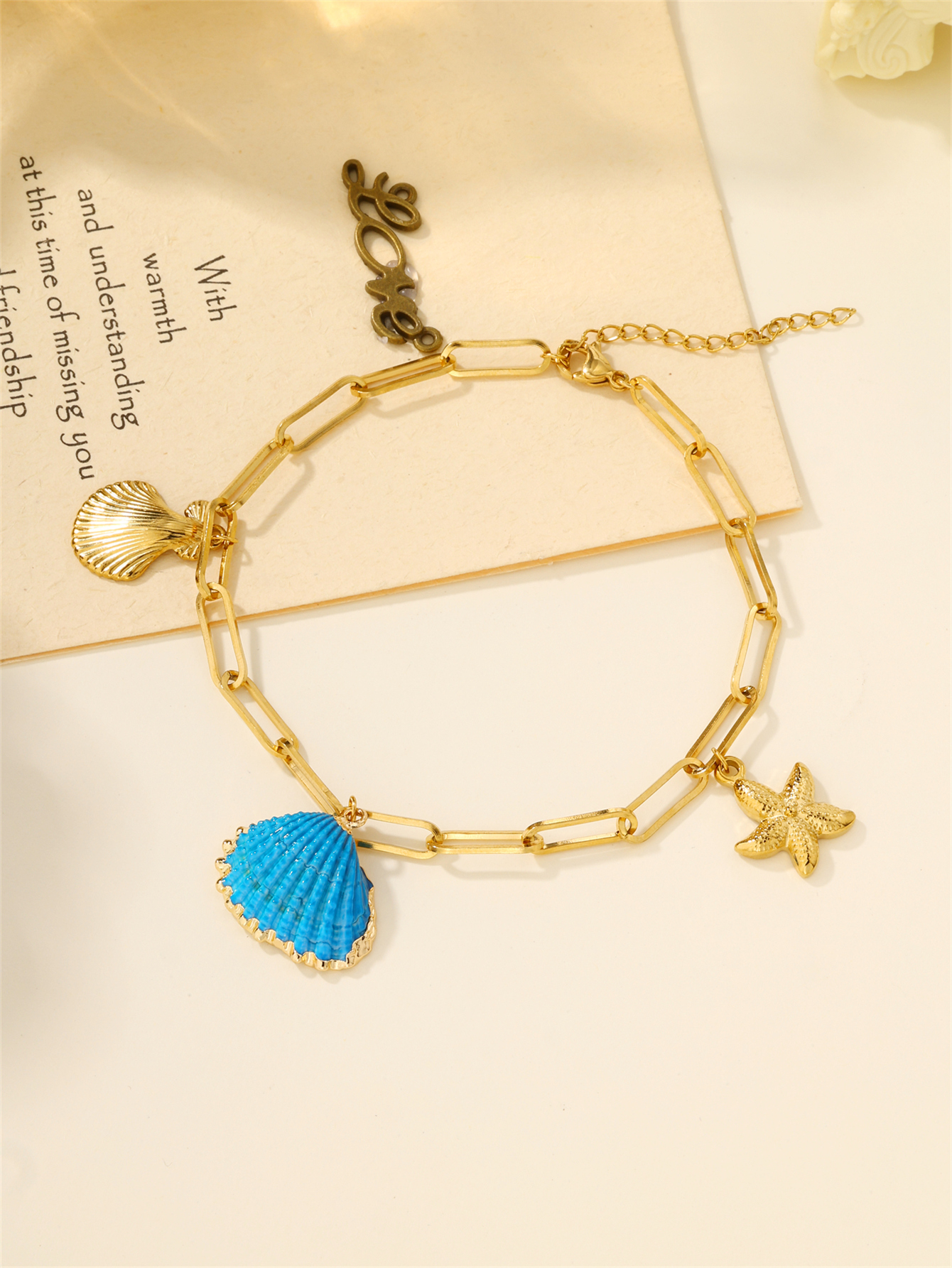 Beach Shell 304 Stainless Steel Plating Inlay Shell 18K Gold Plated Women's Anklet display picture 12
