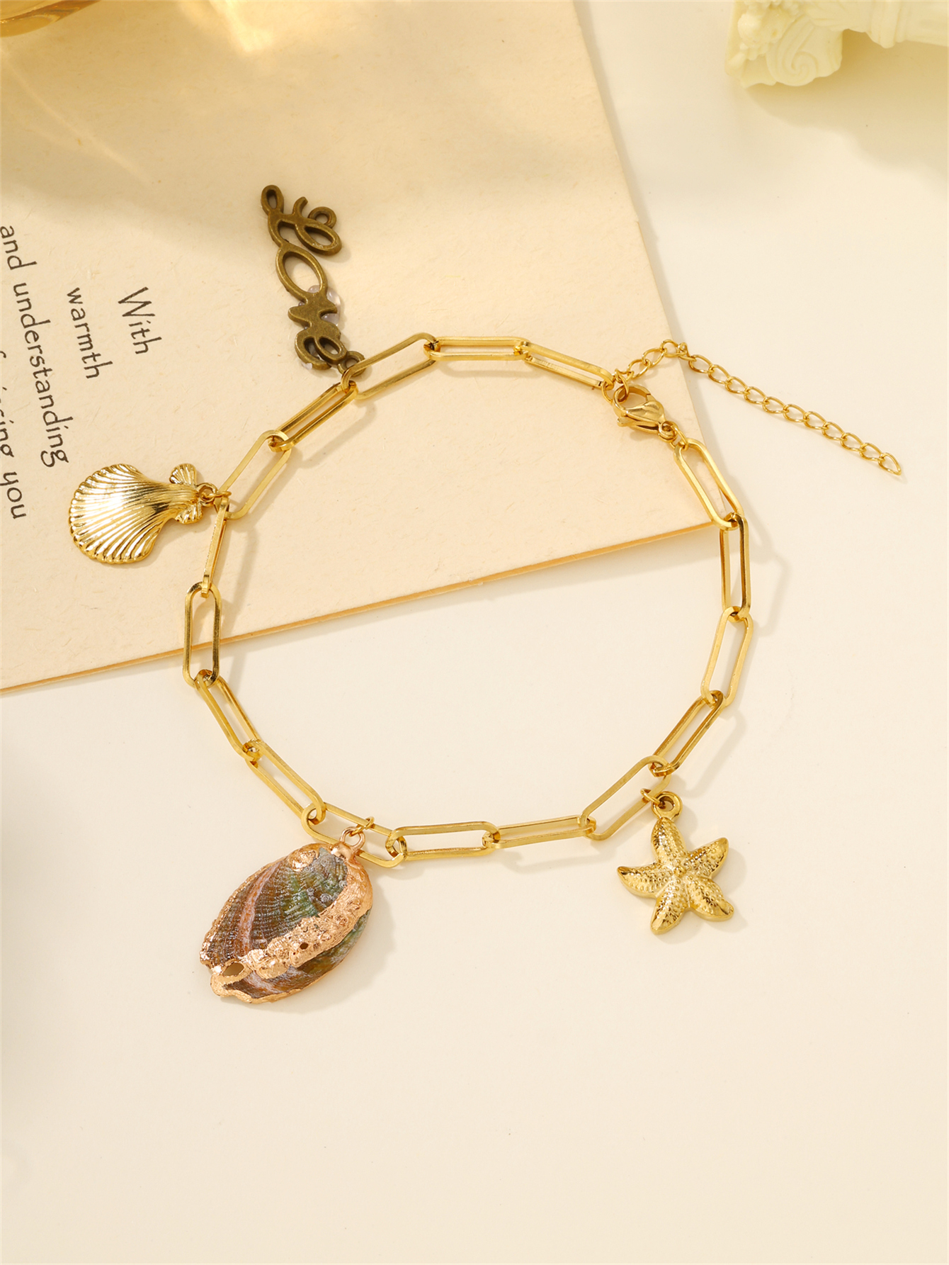 Beach Shell 304 Stainless Steel Plating Inlay Shell 18K Gold Plated Women's Anklet display picture 16