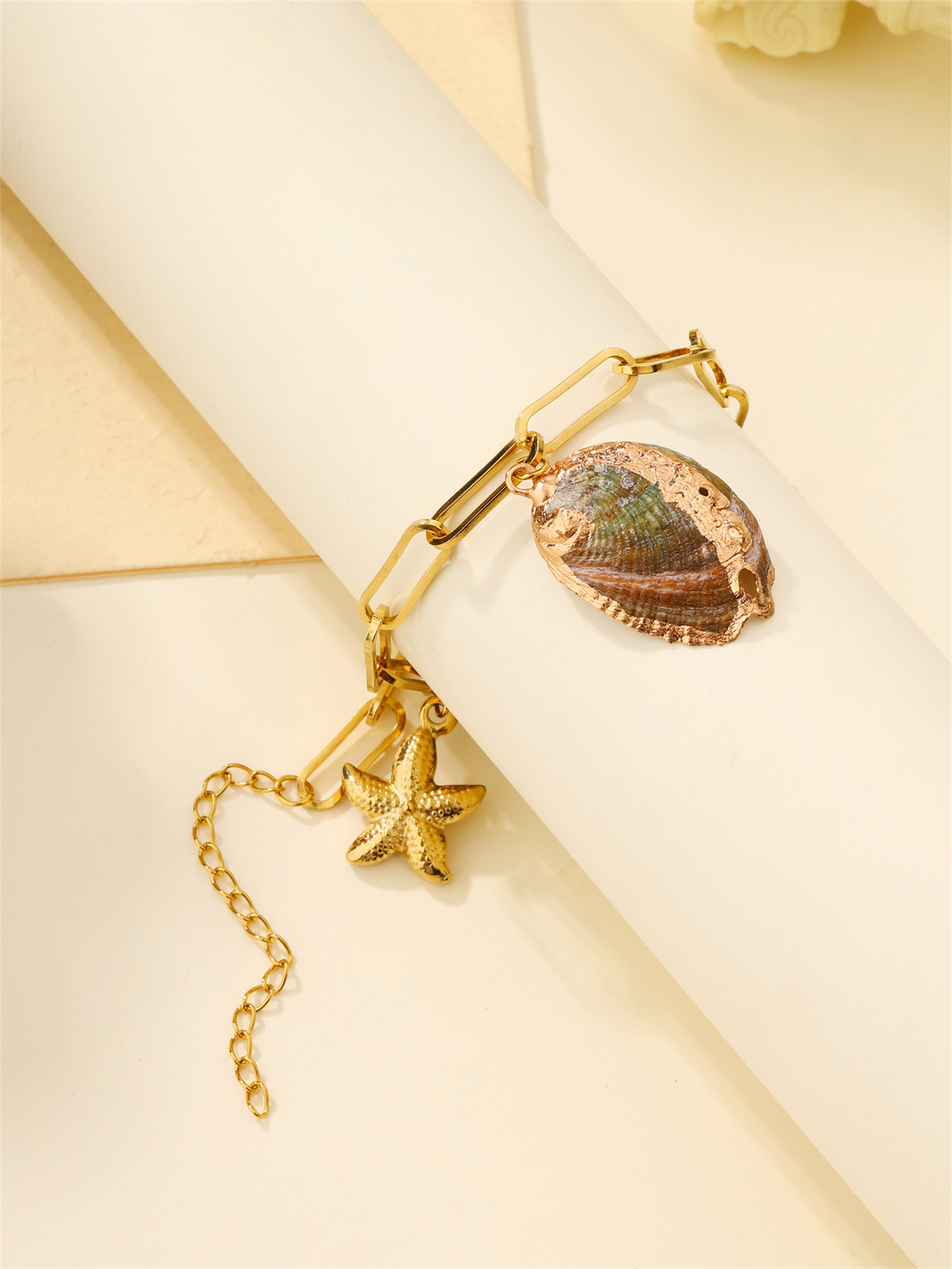 Beach Shell 304 Stainless Steel Plating Inlay Shell 18K Gold Plated Women's Anklet display picture 15