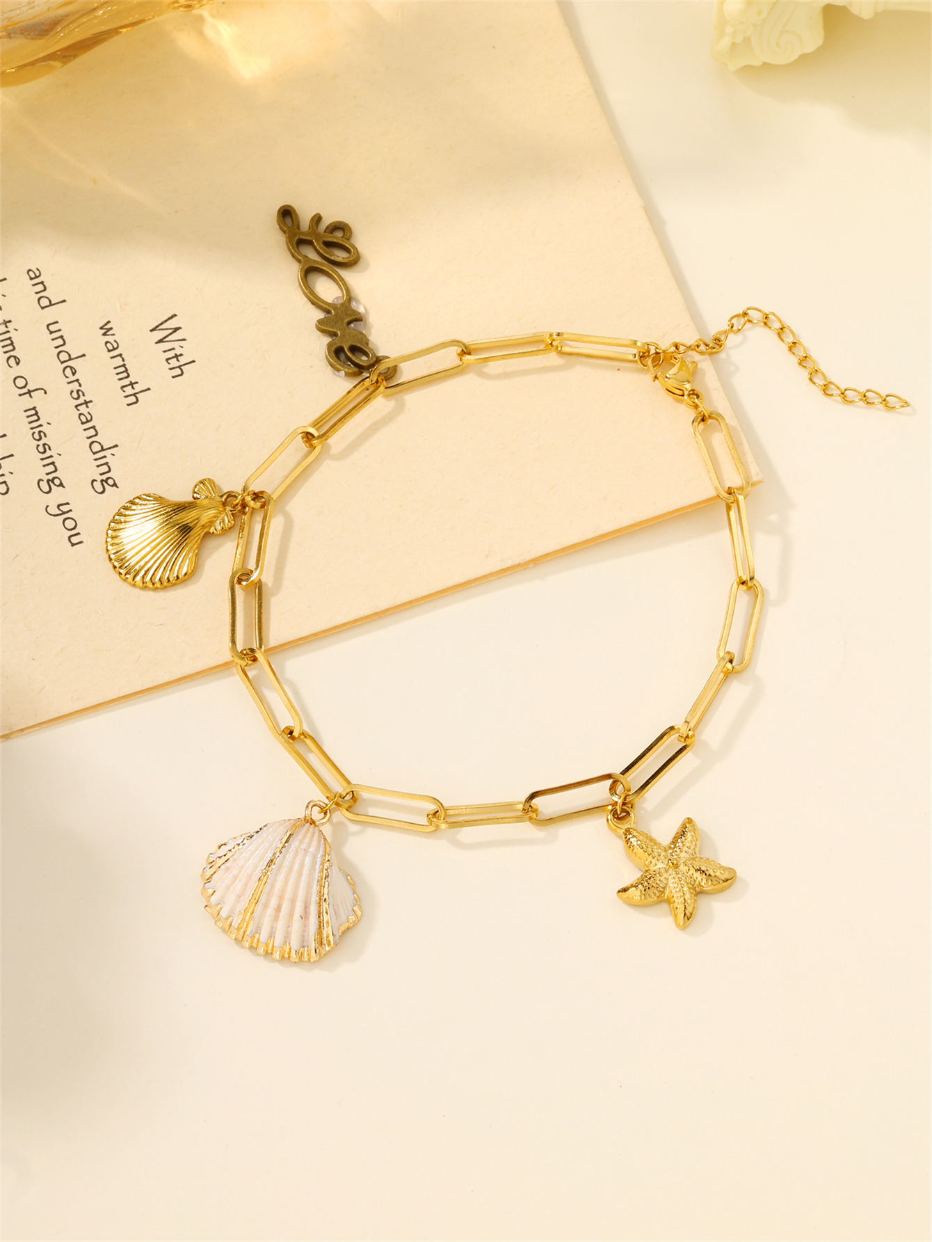 Beach Shell 304 Stainless Steel Plating Inlay Shell 18K Gold Plated Women's Anklet display picture 20
