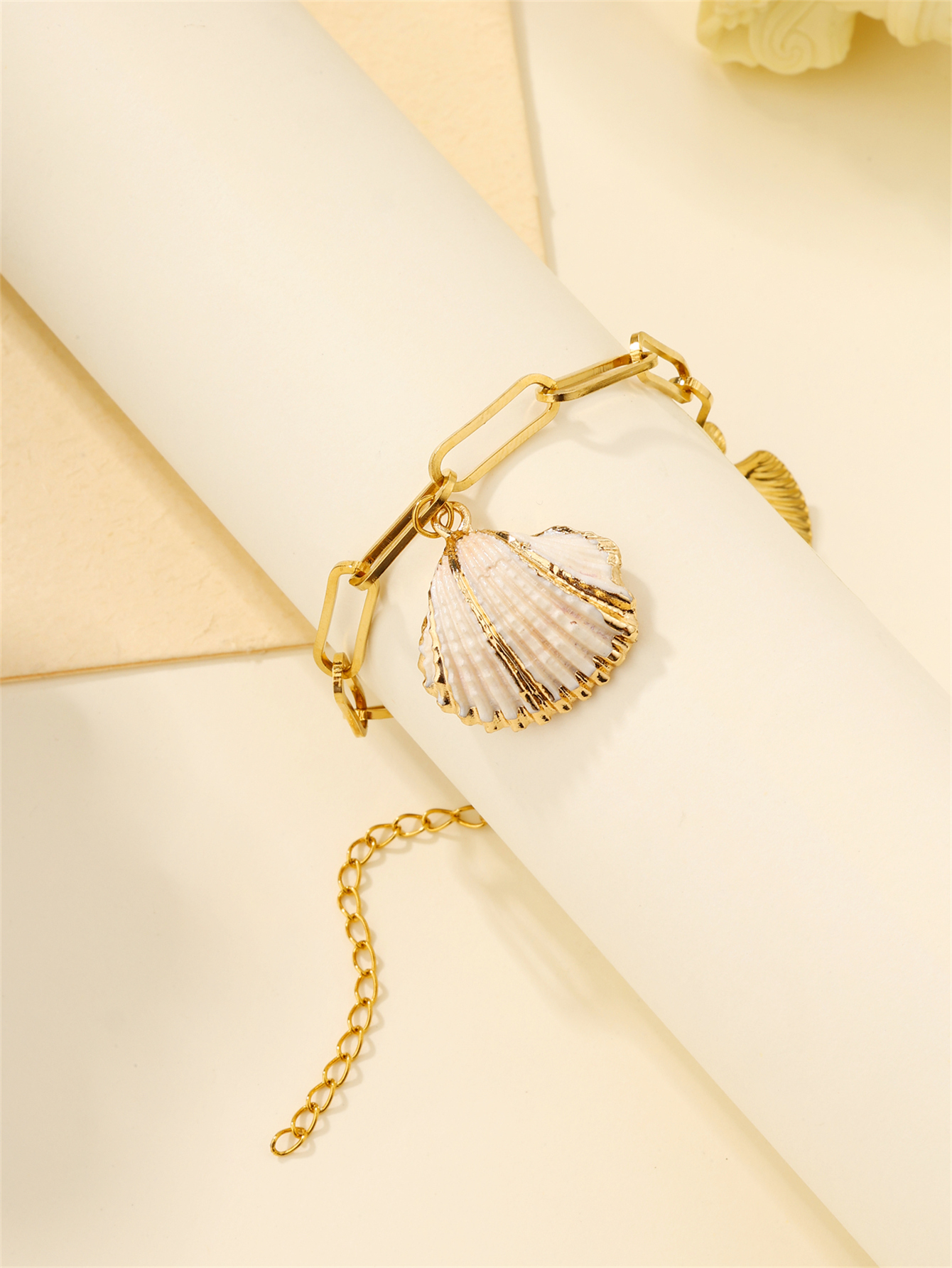 Beach Shell 304 Stainless Steel Plating Inlay Shell 18K Gold Plated Women's Anklet display picture 18