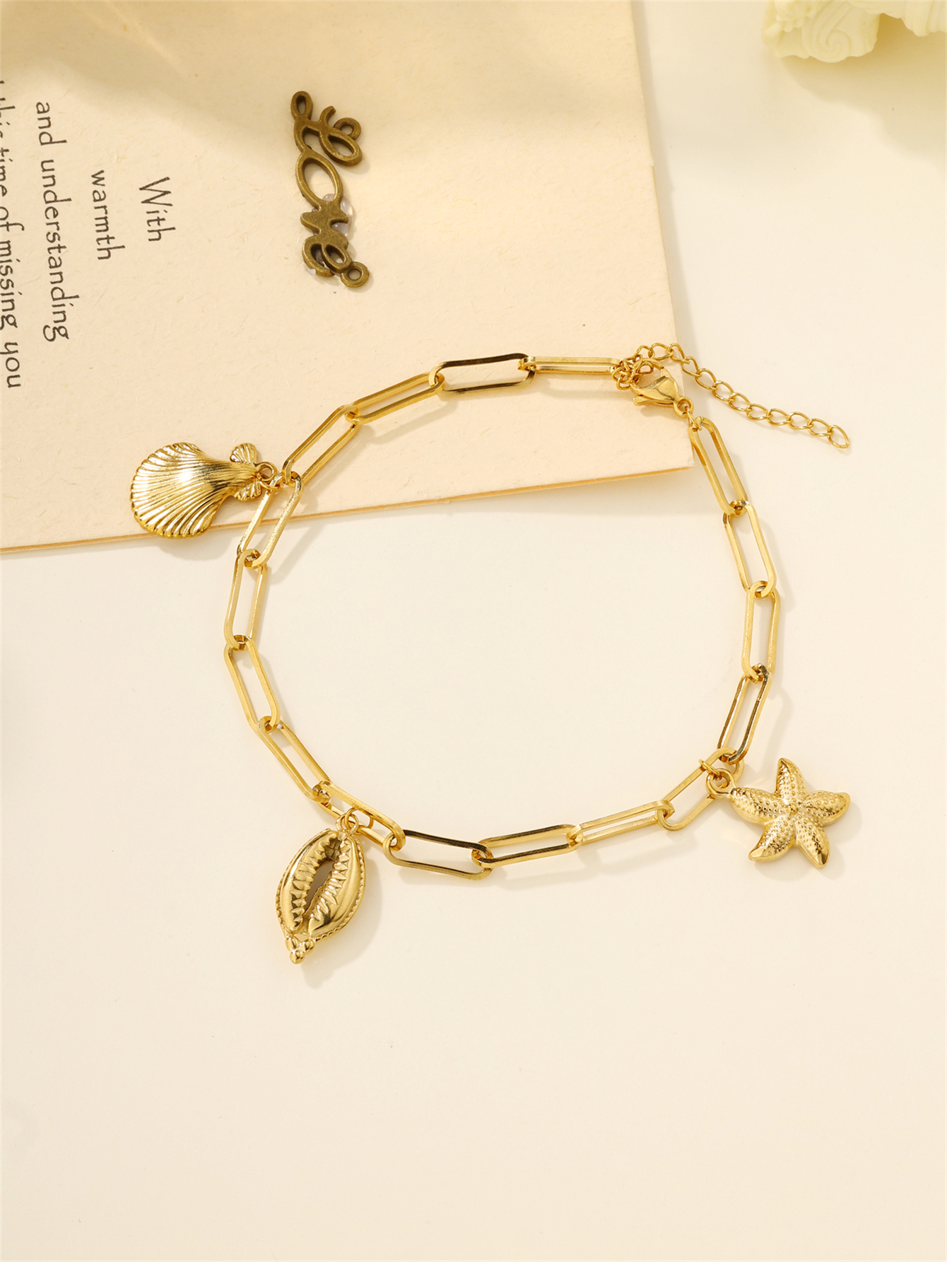 Beach Shell 304 Stainless Steel Plating Inlay Shell 18K Gold Plated Women's Anklet display picture 22