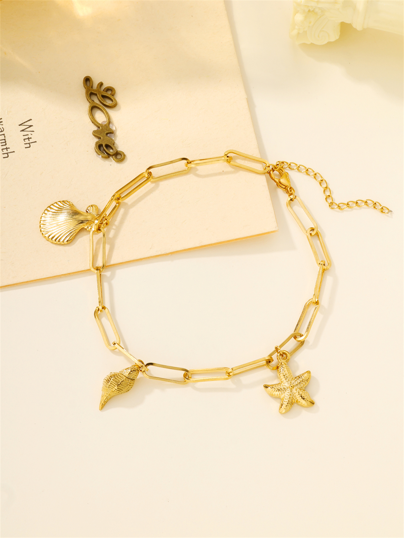 Beach Shell 304 Stainless Steel Plating Inlay Shell 18K Gold Plated Women's Anklet display picture 27