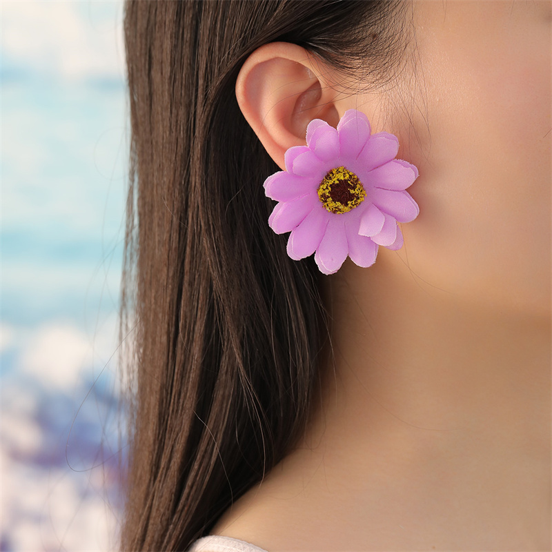 1 Paire Mignon Sucré Fleur Chiffon Boucles D'Oreilles display picture 47