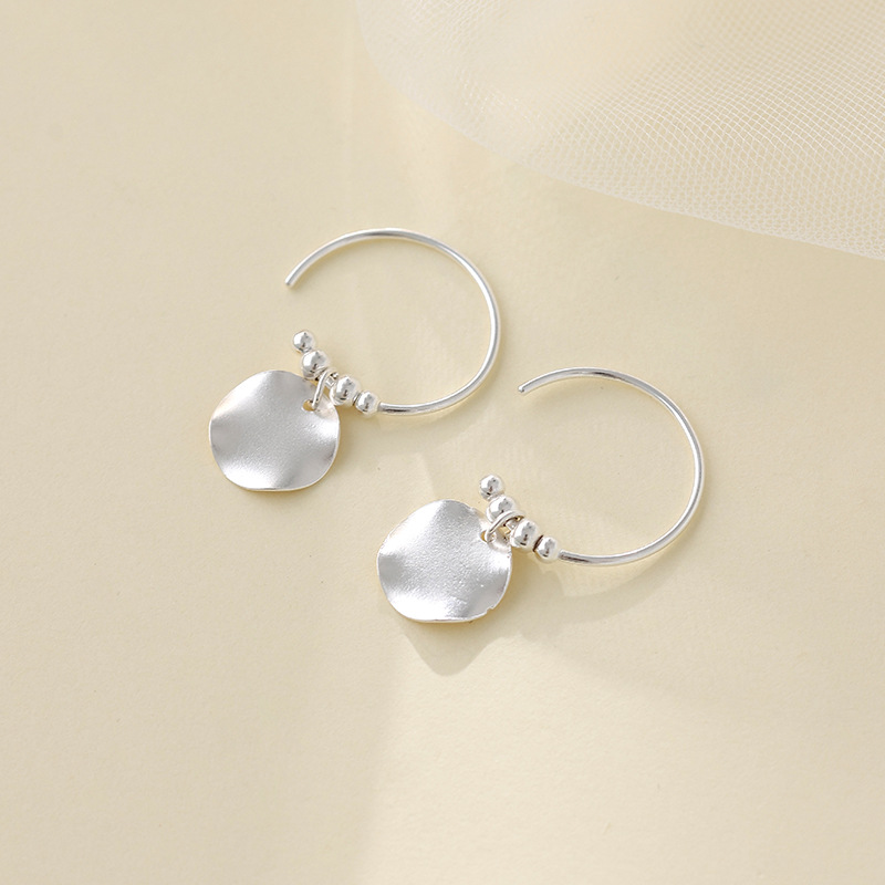 1 Pair Simple Style Classic Style Round Plating Sterling Silver White Gold Plated Drop Earrings display picture 1