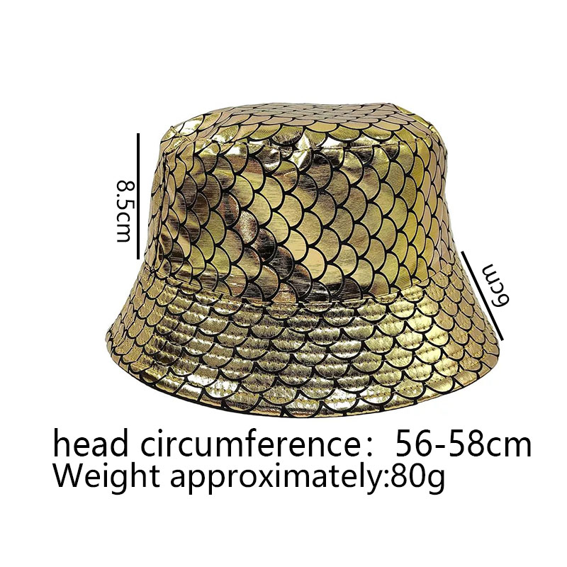 Unisex Hip-Hop Exaggerated Gradient Color Solid Color Fish Scales Printing And Dyeing Handmade Wide Eaves Bucket Hat display picture 1