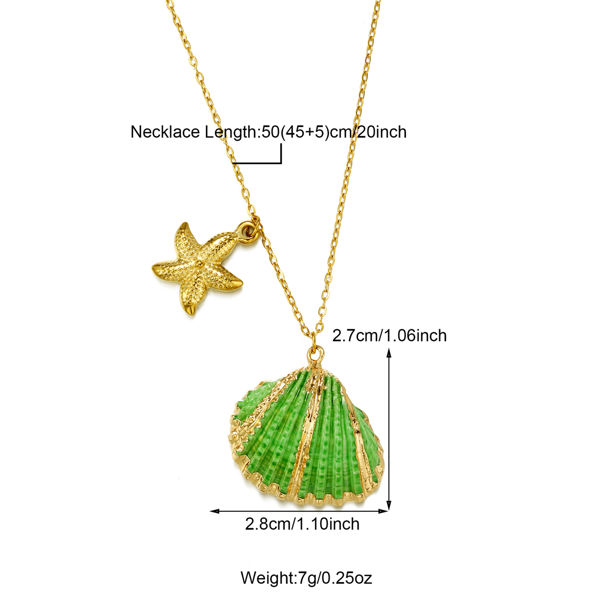 304 Stainless Steel 18K Gold Plated Casual Beach Starfish Shell Pendant Necklace display picture 4