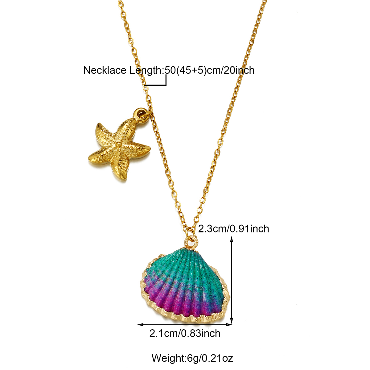 304 Stainless Steel 18K Gold Plated Casual Beach Starfish Shell Pendant Necklace display picture 5