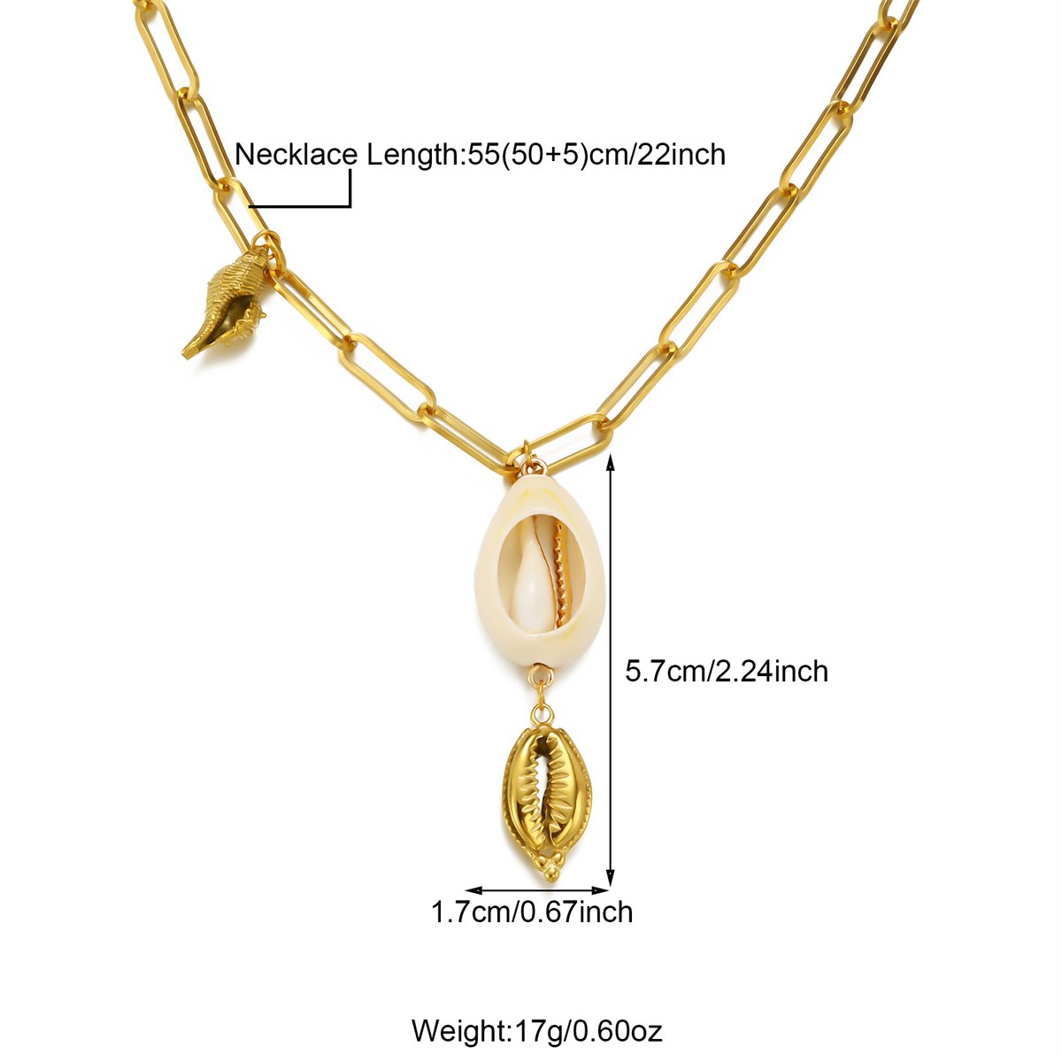 304 Stainless Steel 18K Gold Plated Casual Beach Conch Shell Pendant Necklace display picture 1