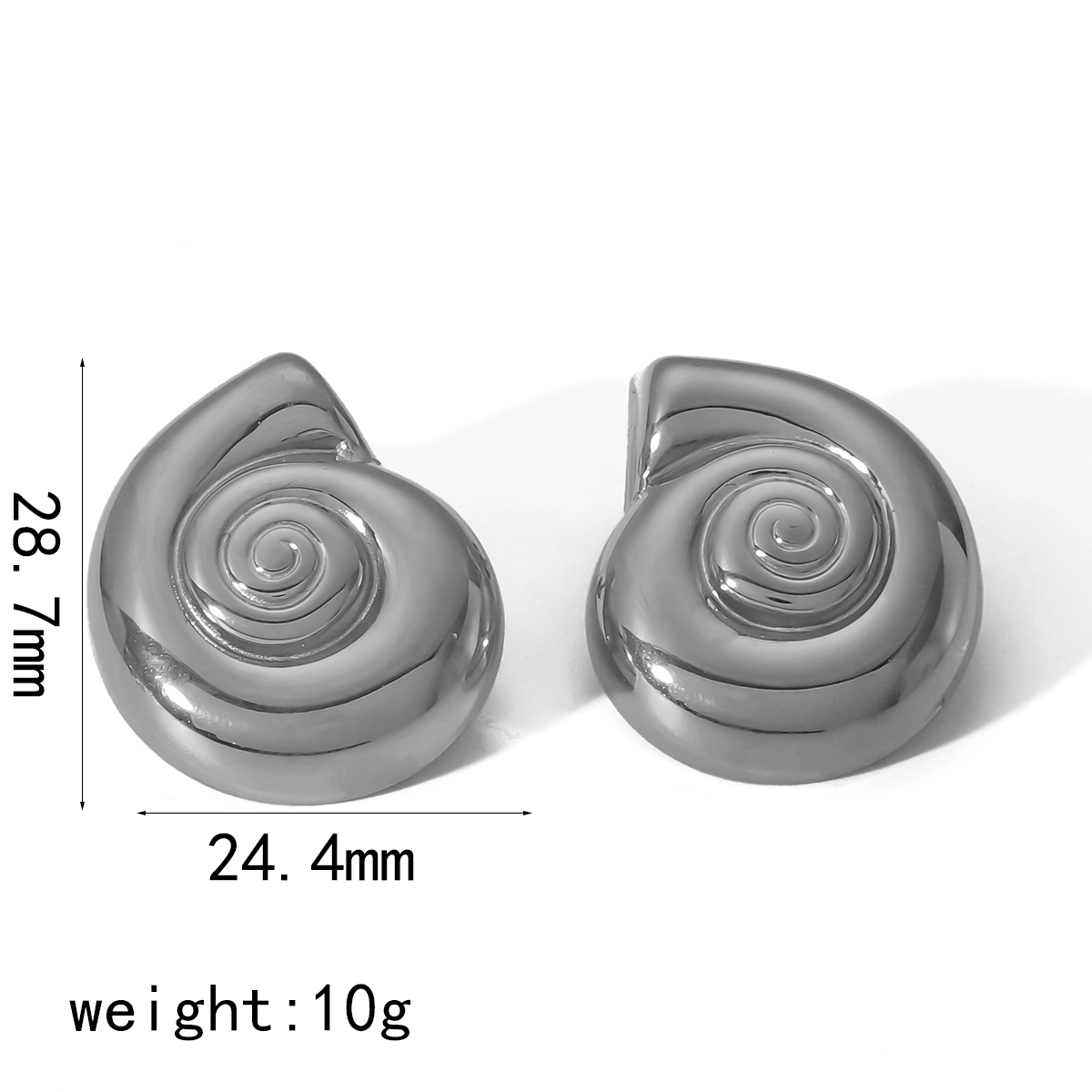 1 Pair IG Style Casual Spiral Polishing Pearl 304 Stainless Steel 18K Gold Plated Ear Studs display picture 4