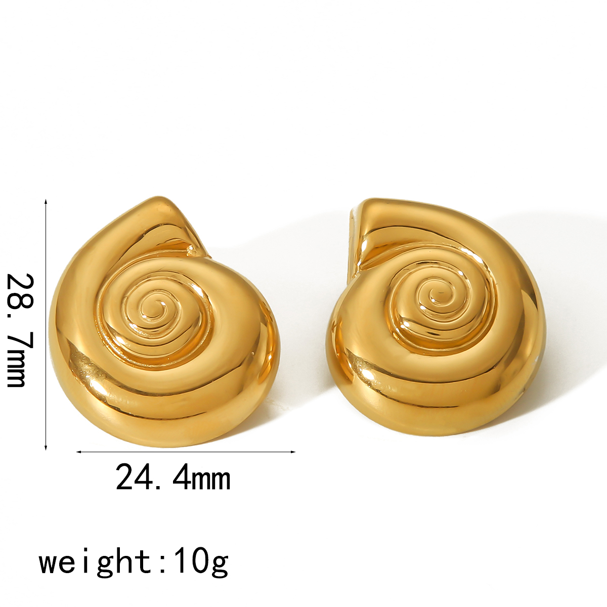 1 Pair IG Style Casual Spiral Polishing Pearl 304 Stainless Steel 18K Gold Plated Ear Studs display picture 5