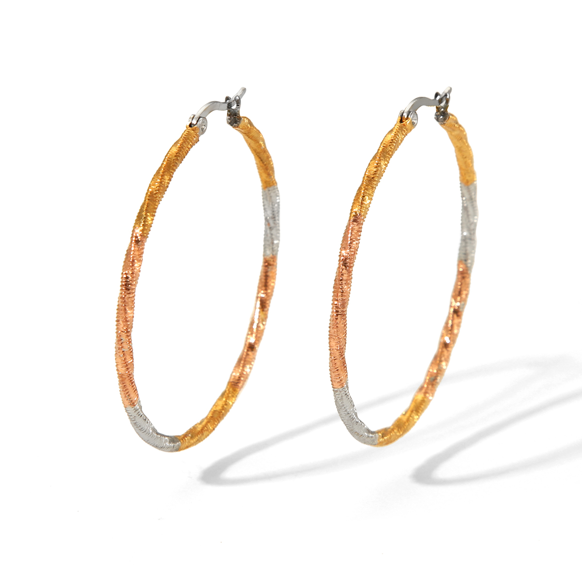 1 Pair IG Style Classic Style Circle 304 Stainless Steel 18K Gold Plated Hoop Earrings display picture 5