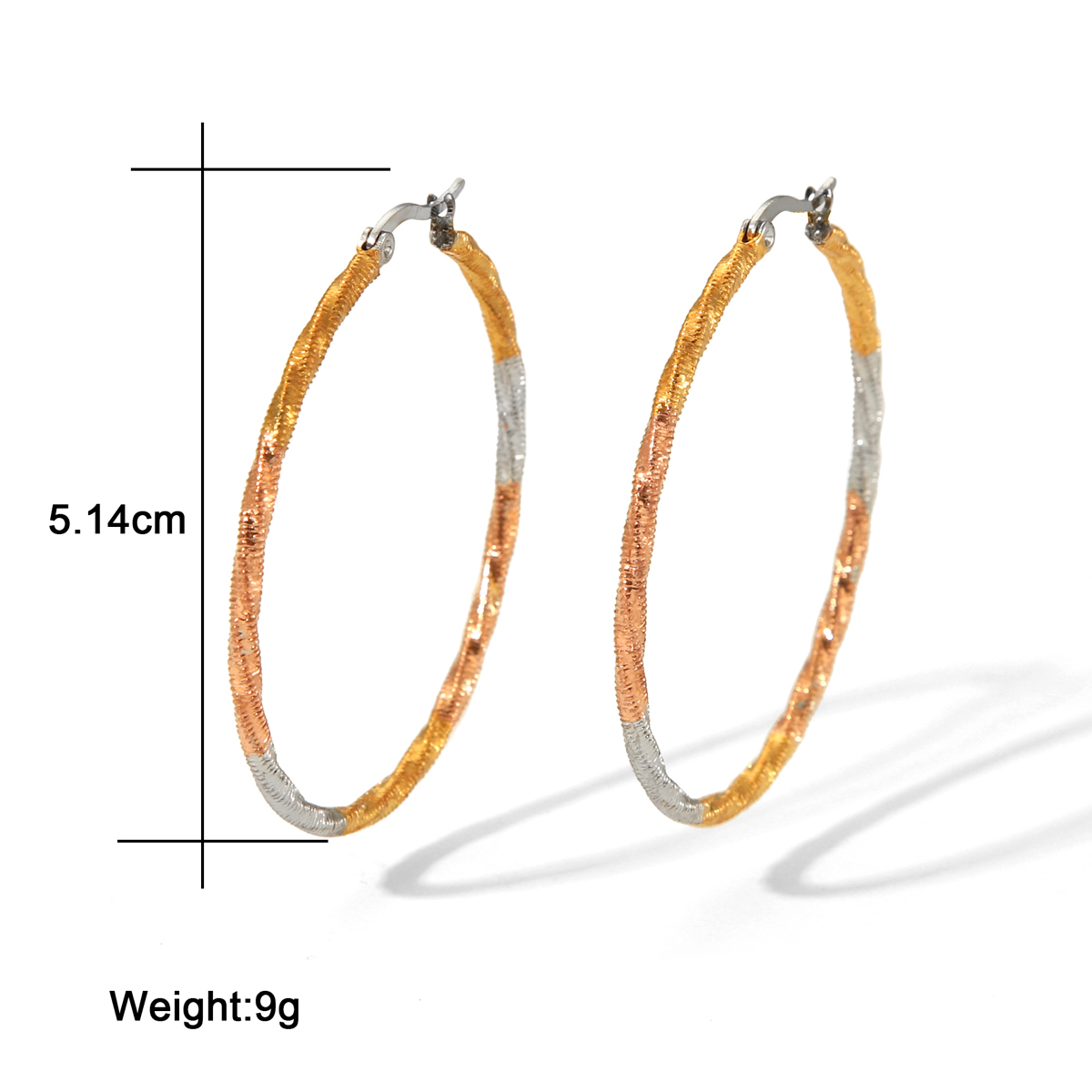 1 Pair IG Style Classic Style Circle 304 Stainless Steel 18K Gold Plated Hoop Earrings display picture 4