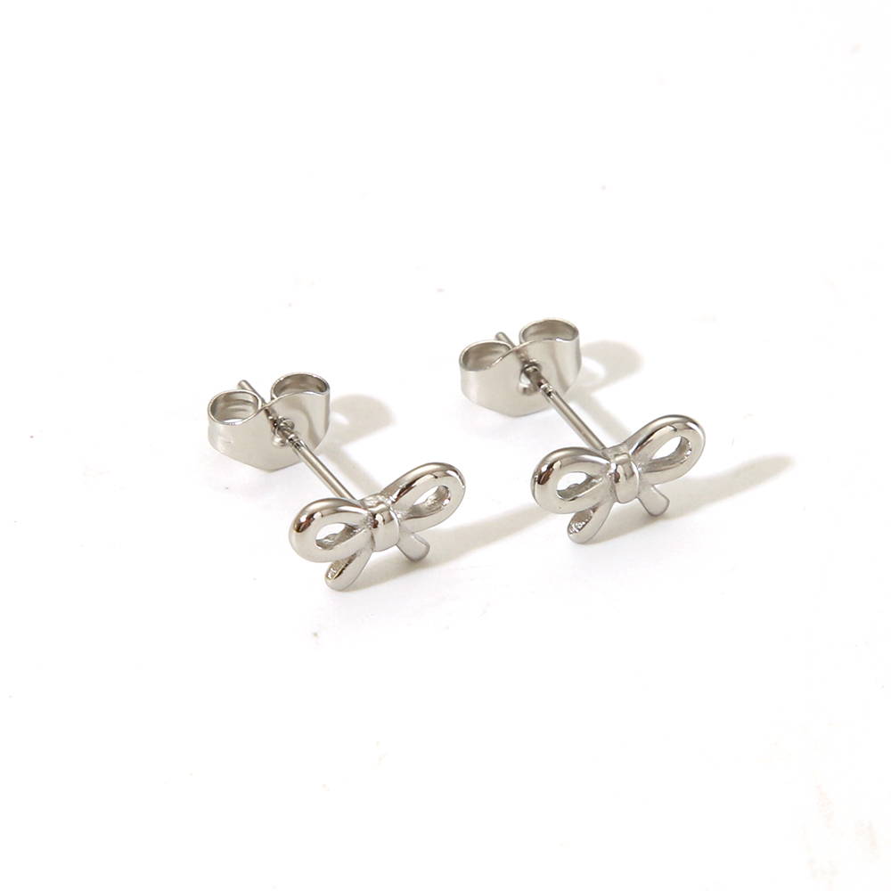 1 Pair Vacation Simple Style Bow Knot Plating 304 Stainless Steel 18K Gold Plated Ear Studs display picture 9