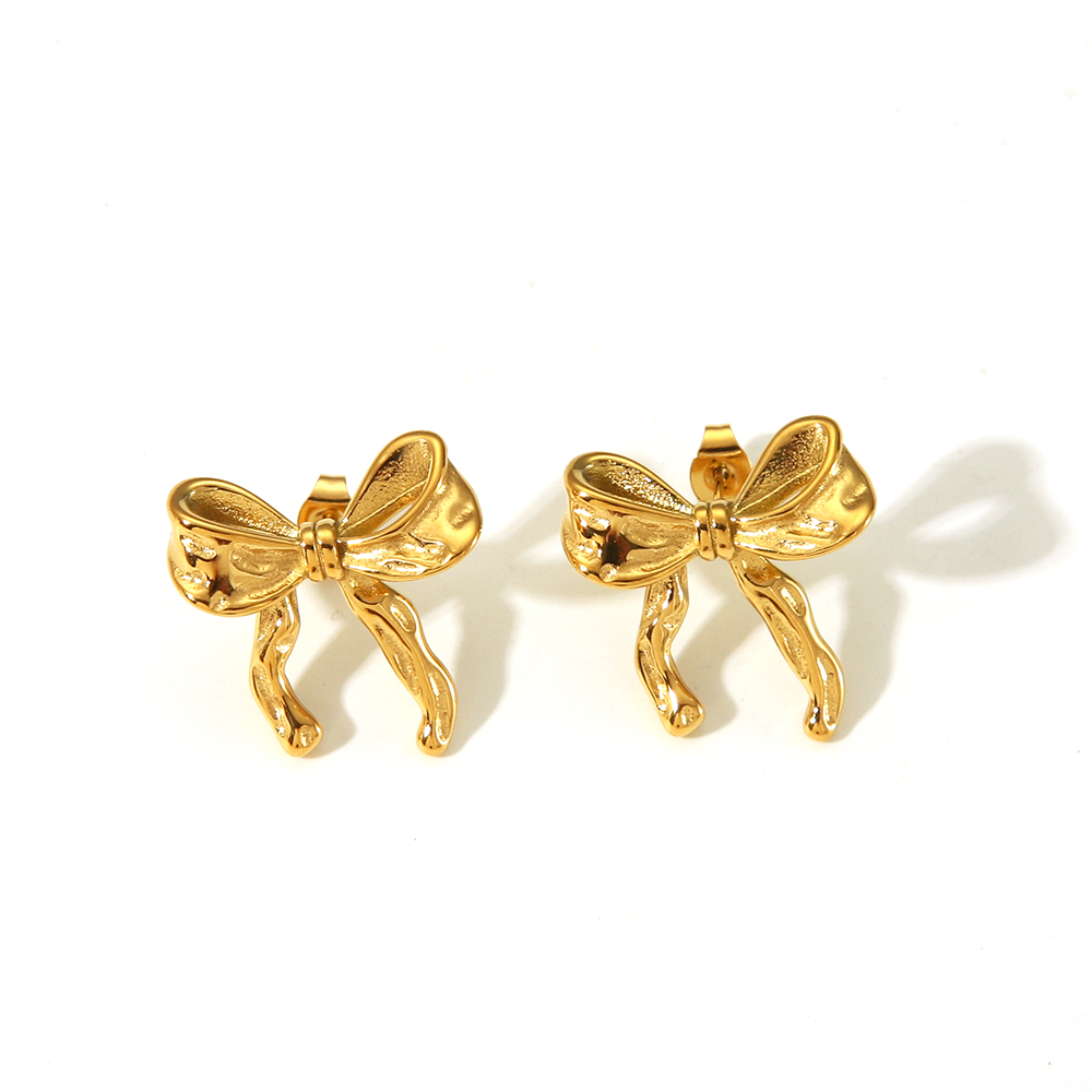1 Pair Vacation Simple Style Bow Knot Plating 304 Stainless Steel 18K Gold Plated Ear Studs display picture 12