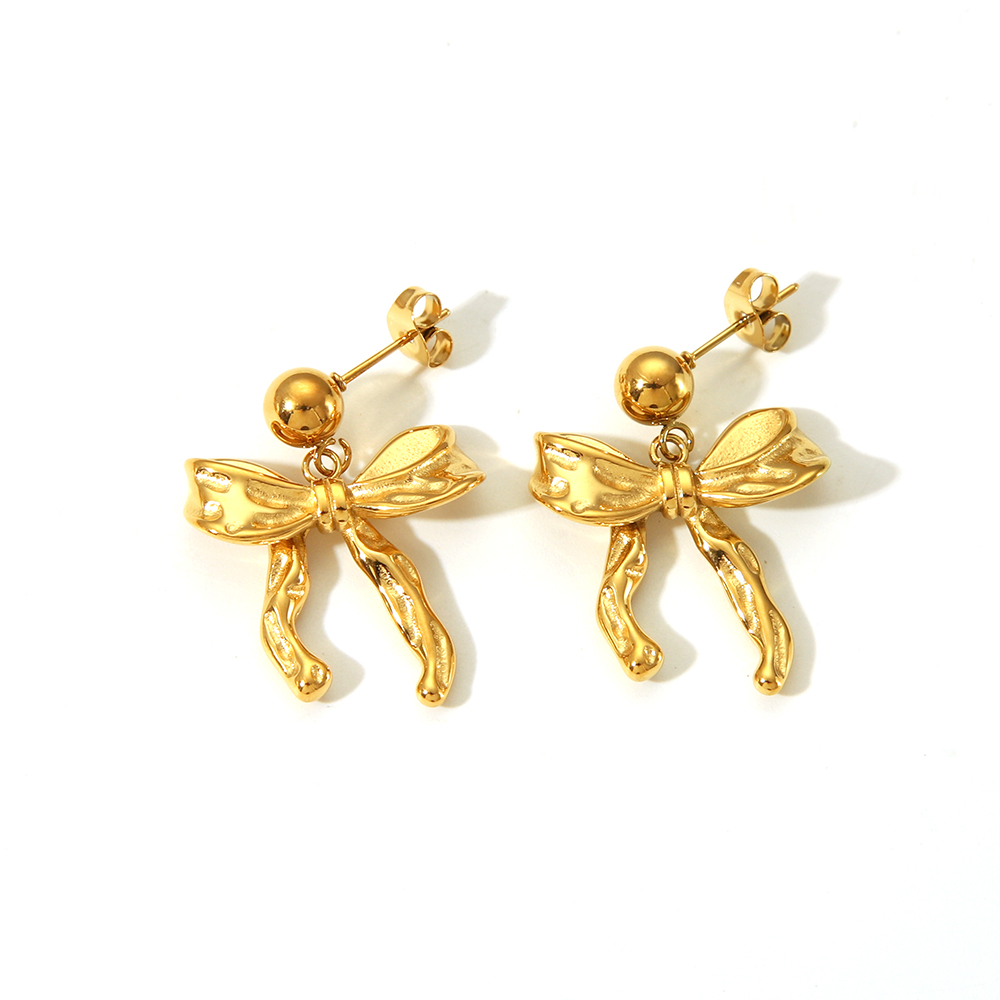 1 Pair Vacation Simple Style Bow Knot Plating 304 Stainless Steel 18K Gold Plated Ear Studs display picture 13