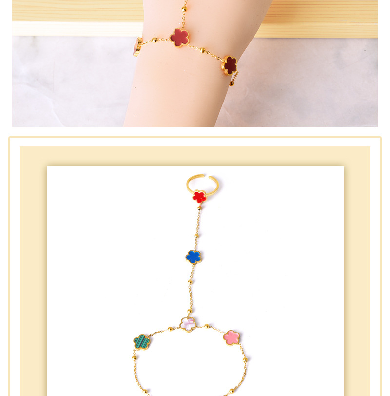 IG Style Simple Style Flower 304 Stainless Steel 18K Gold Plated Acrylic Shell Bracelets In Bulk display picture 1