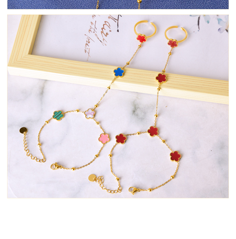 IG Style Simple Style Flower 304 Stainless Steel 18K Gold Plated Acrylic Shell Bracelets In Bulk display picture 4
