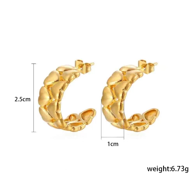 1 Pair Casual Elegant Solid Color Plating 201 Stainless Steel Gold Plated Ear Studs display picture 5