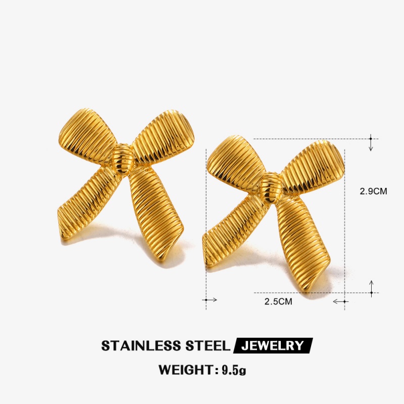 304 Stainless Steel 18K Gold Plated Sweet Simple Style Bow Knot Stainless Steel Rings Earrings display picture 5