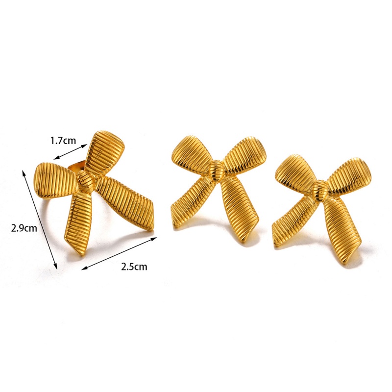 304 Stainless Steel 18K Gold Plated Sweet Simple Style Bow Knot Stainless Steel Rings Earrings display picture 6