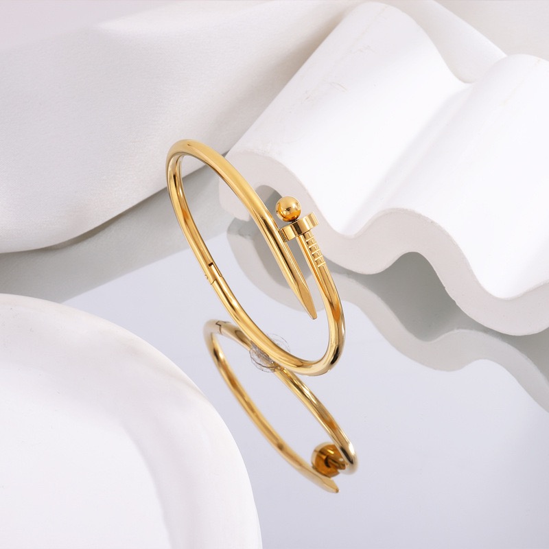 Acier Inoxydable 304 Plaqué Or 18K Style Simple Style Classique Commuer Couleur Unie Bracelet display picture 6