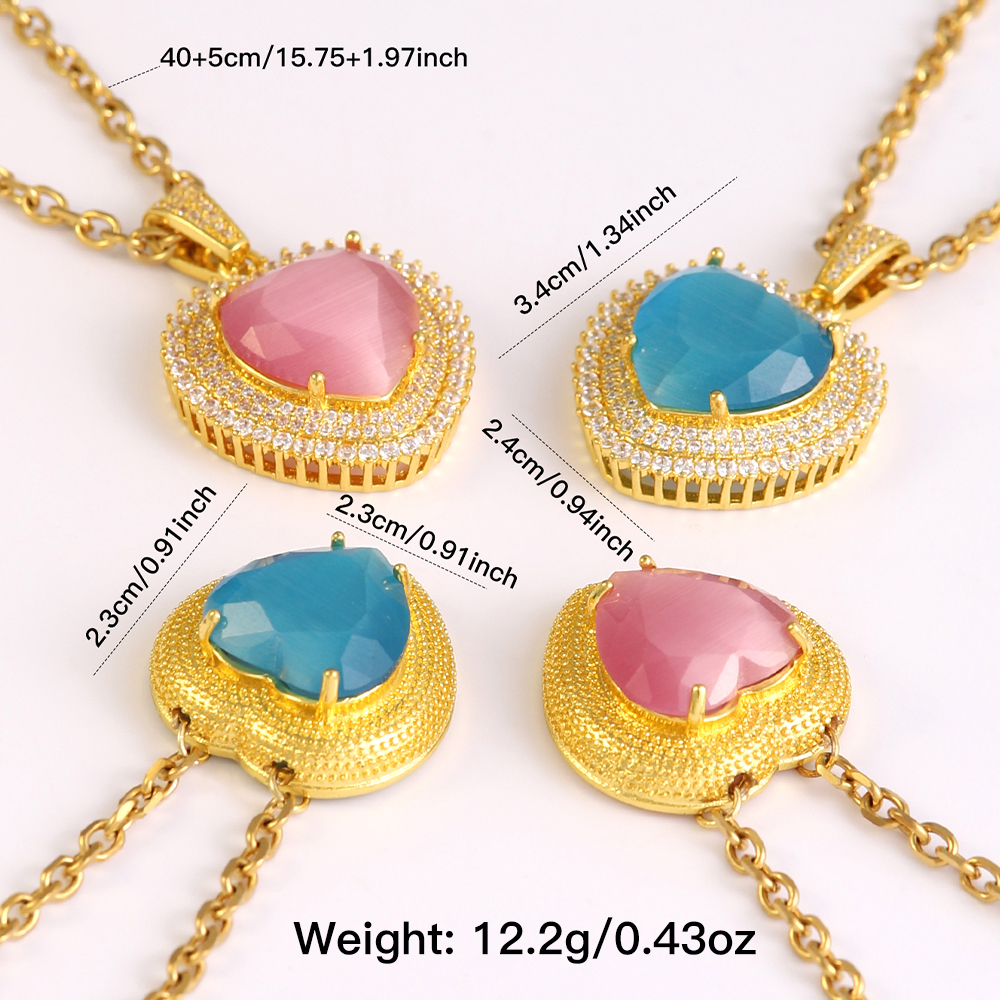 304 Stainless Steel 18K Gold Plated Elegant Basic Lady Plating Inlay Heart Shape Glass Stone Zircon Pendant Necklace display picture 1