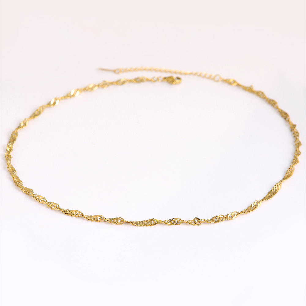 304 Stainless Steel 18K Gold Plated Retro Punk Cool Style Plating Solid Color Double Layer Necklaces display picture 5