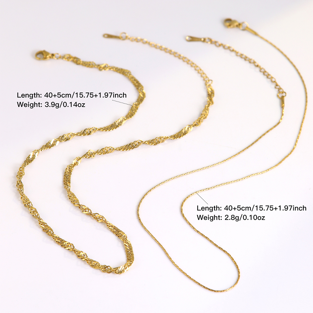 304 Stainless Steel 18K Gold Plated Retro Punk Cool Style Plating Solid Color Double Layer Necklaces display picture 2