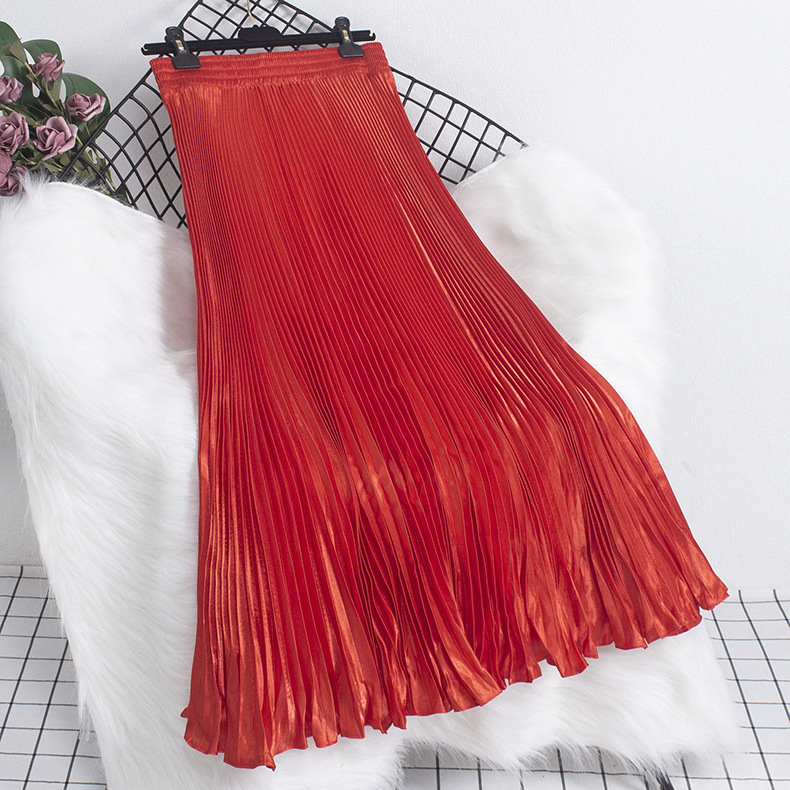 Sommer Frühling Mode Einfarbig Polyester Maxi Langes Kleid Röcke display picture 9
