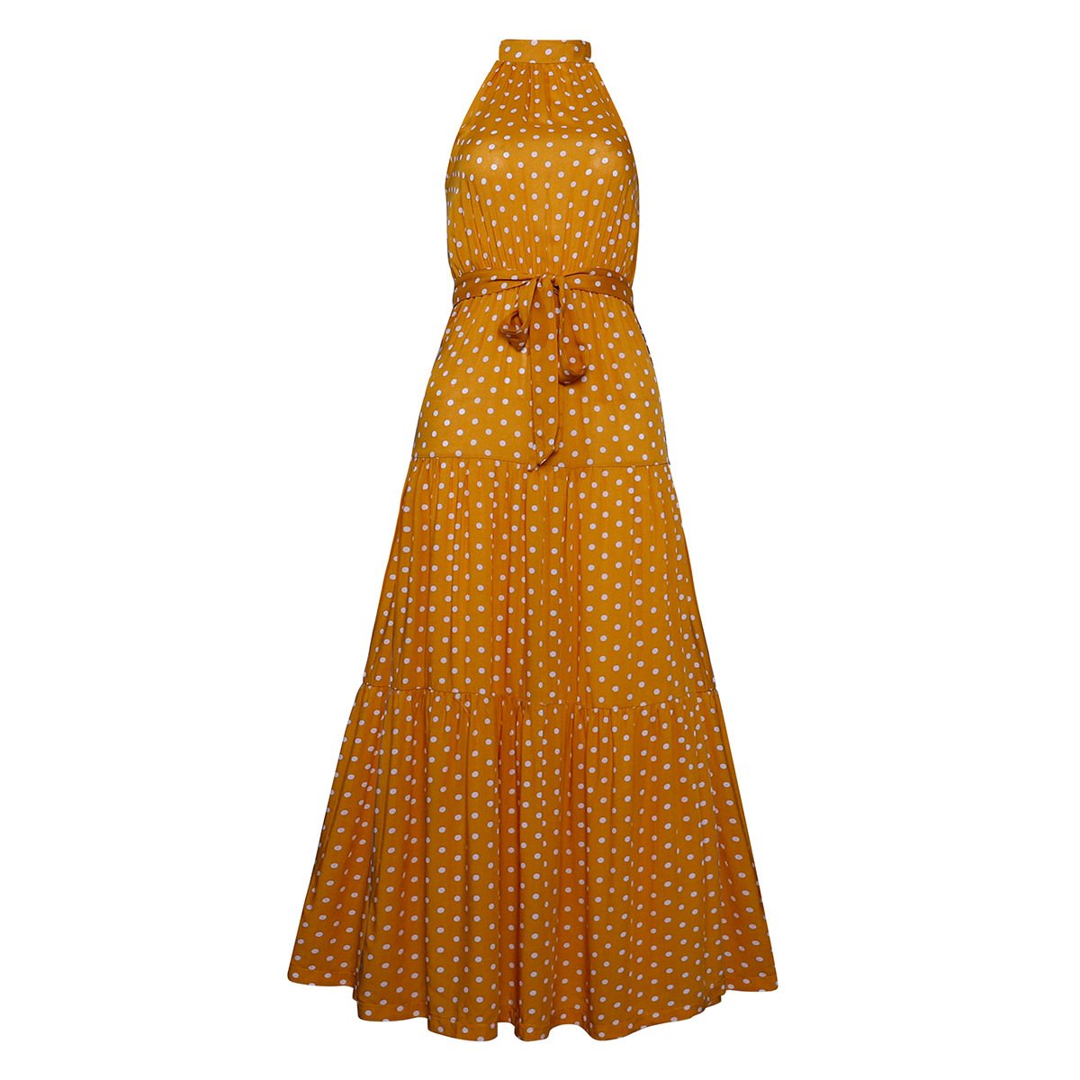 Women'S Polka Dot Dress Elegant Halter Neck Printing Sleeveless Round Dots Ditsy Floral Maxi Long Dress Street display picture 22