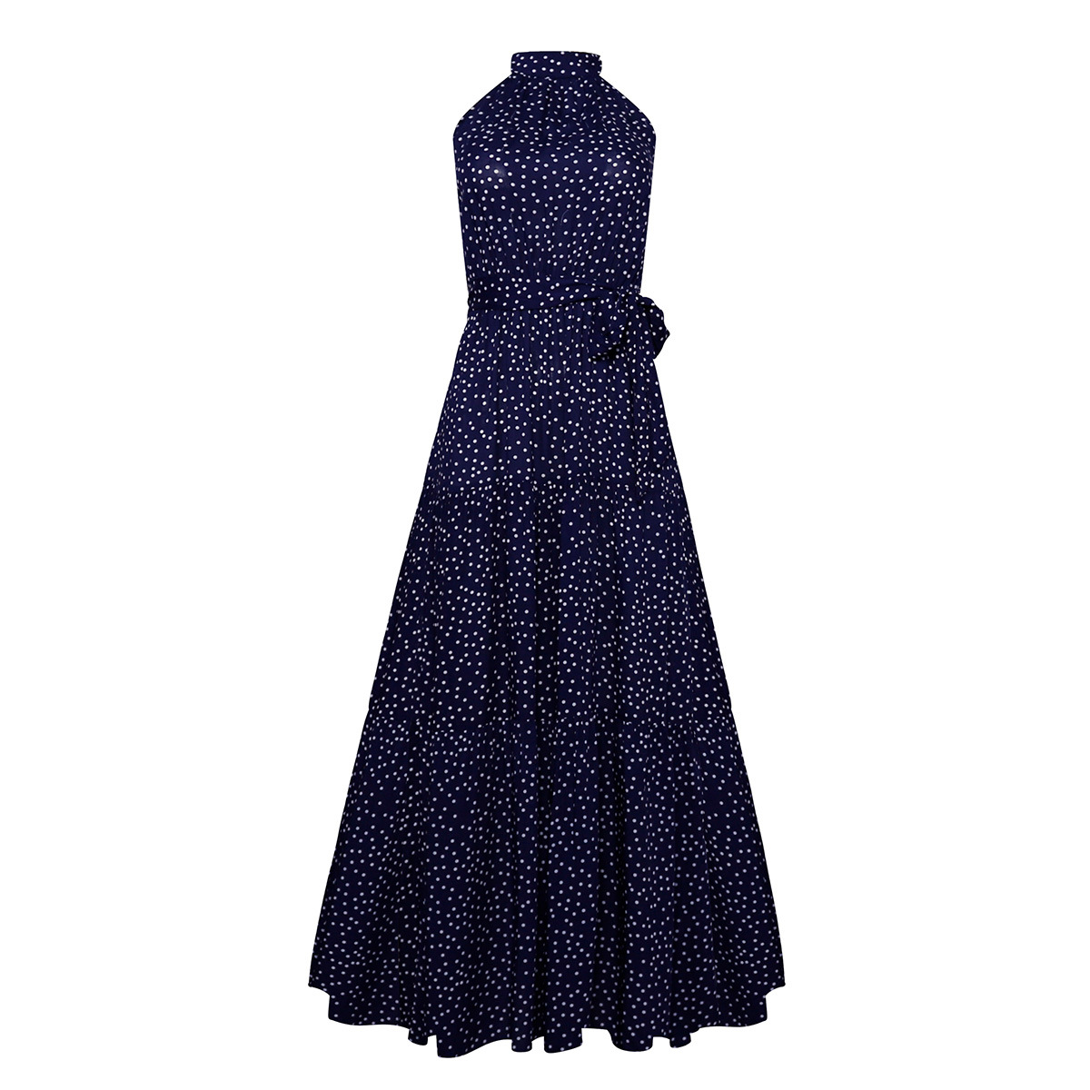 Women'S Polka Dot Dress Elegant Halter Neck Printing Sleeveless Round Dots Ditsy Floral Maxi Long Dress Street display picture 32