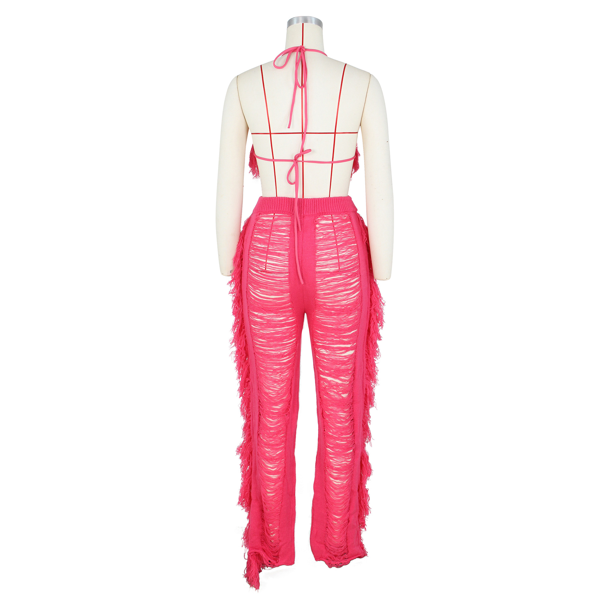 Women's Sexy Solid Color Polyester Polyacrylonitrile Fiber Tassel Pants Sets display picture 20