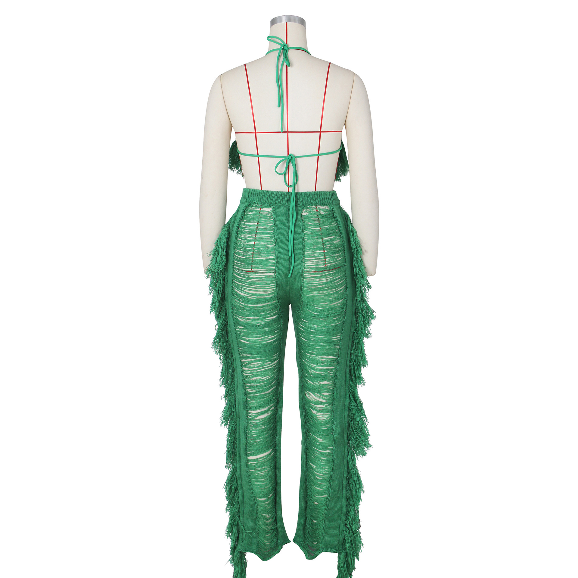 Women's Sexy Solid Color Polyester Polyacrylonitrile Fiber Tassel Pants Sets display picture 34