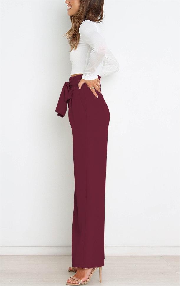 Women's Holiday Simple Style Streetwear Solid Color Full Length Bowknot Straight Pants display picture 6