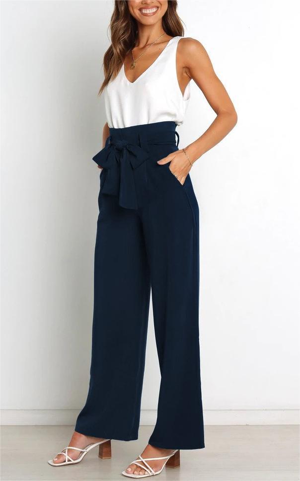 Women's Holiday Simple Style Streetwear Solid Color Full Length Bowknot Straight Pants display picture 10