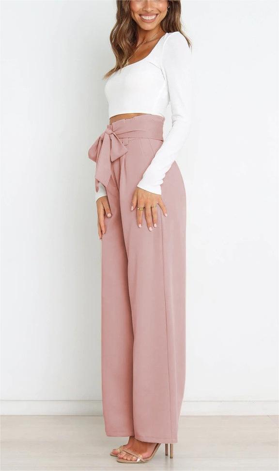 Women's Holiday Simple Style Streetwear Solid Color Full Length Bowknot Straight Pants display picture 9