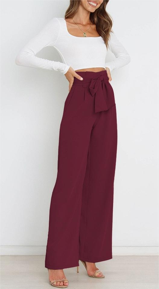 Women's Holiday Simple Style Streetwear Solid Color Full Length Bowknot Straight Pants display picture 17