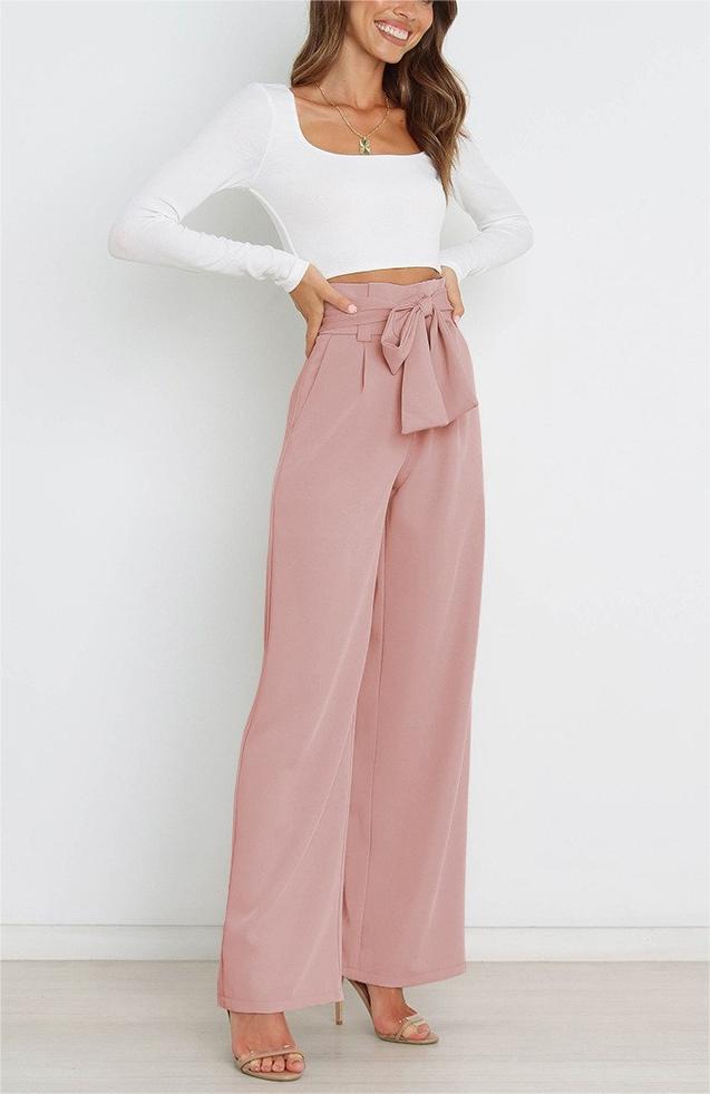 Women's Holiday Simple Style Streetwear Solid Color Full Length Bowknot Straight Pants display picture 12