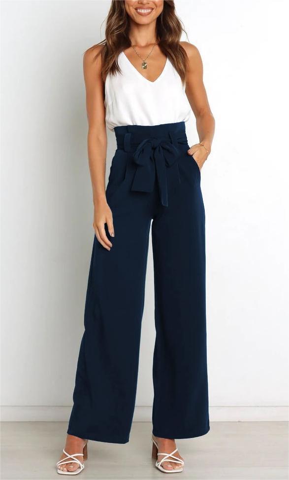 Women's Holiday Simple Style Streetwear Solid Color Full Length Bowknot Straight Pants display picture 11