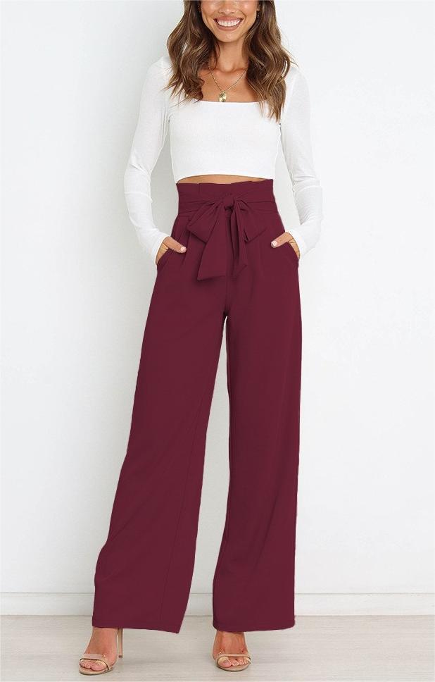 Women's Holiday Simple Style Streetwear Solid Color Full Length Bowknot Straight Pants display picture 16