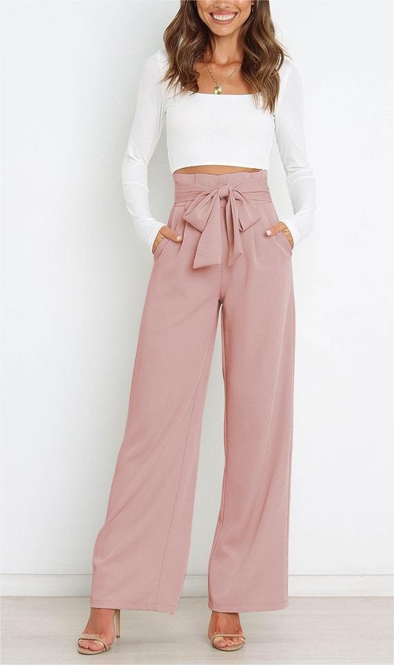 Women's Holiday Simple Style Streetwear Solid Color Full Length Bowknot Straight Pants display picture 15