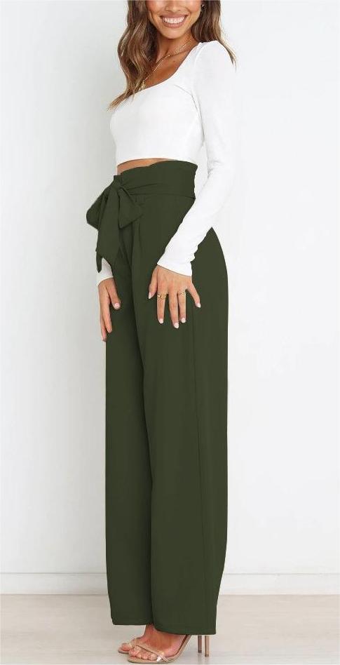 Women's Holiday Simple Style Streetwear Solid Color Full Length Bowknot Straight Pants display picture 7
