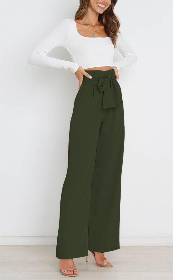 Women's Holiday Simple Style Streetwear Solid Color Full Length Bowknot Straight Pants display picture 31