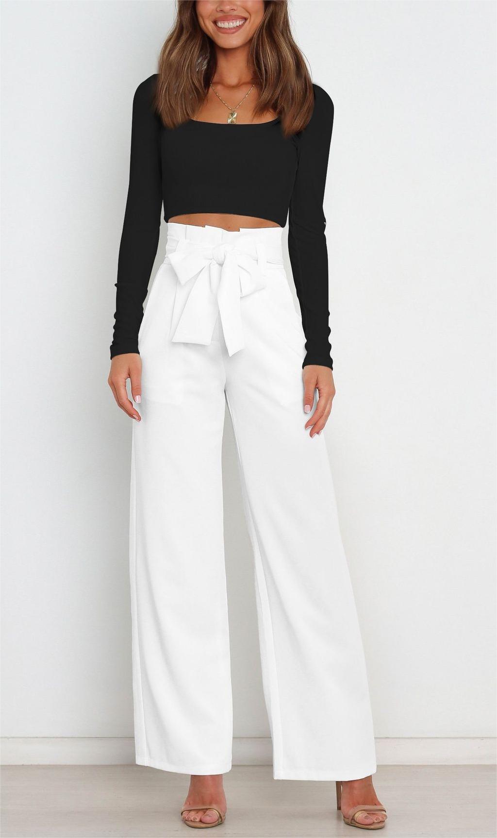 Women's Holiday Simple Style Streetwear Solid Color Full Length Bowknot Straight Pants display picture 48