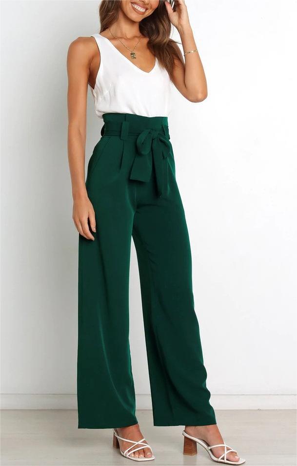 Women's Holiday Simple Style Streetwear Solid Color Full Length Bowknot Straight Pants display picture 43