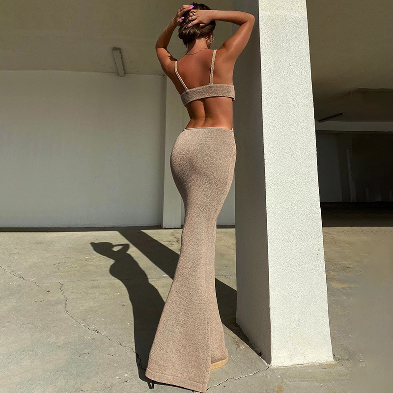Women's Strap Dress INS Style Commute Plunging Neck Backless Sleeveless Solid Color Maxi Long Dress Banquet Date Festival display picture 20