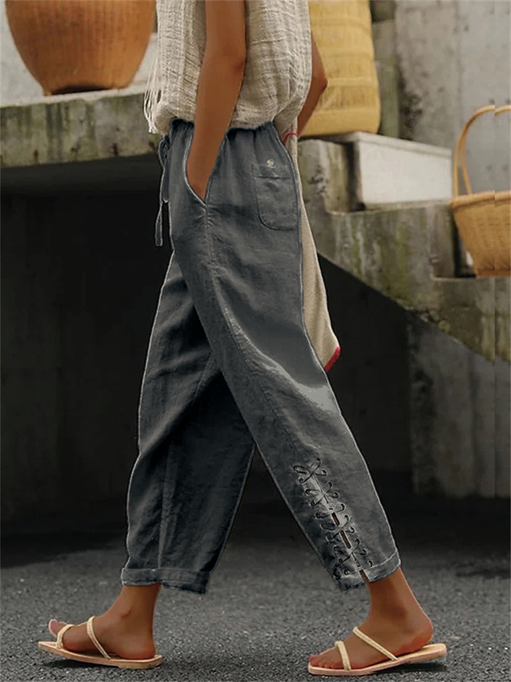 Women'S Daily Casual Solid Color Full Length Patchwork Casual Pants display picture 2