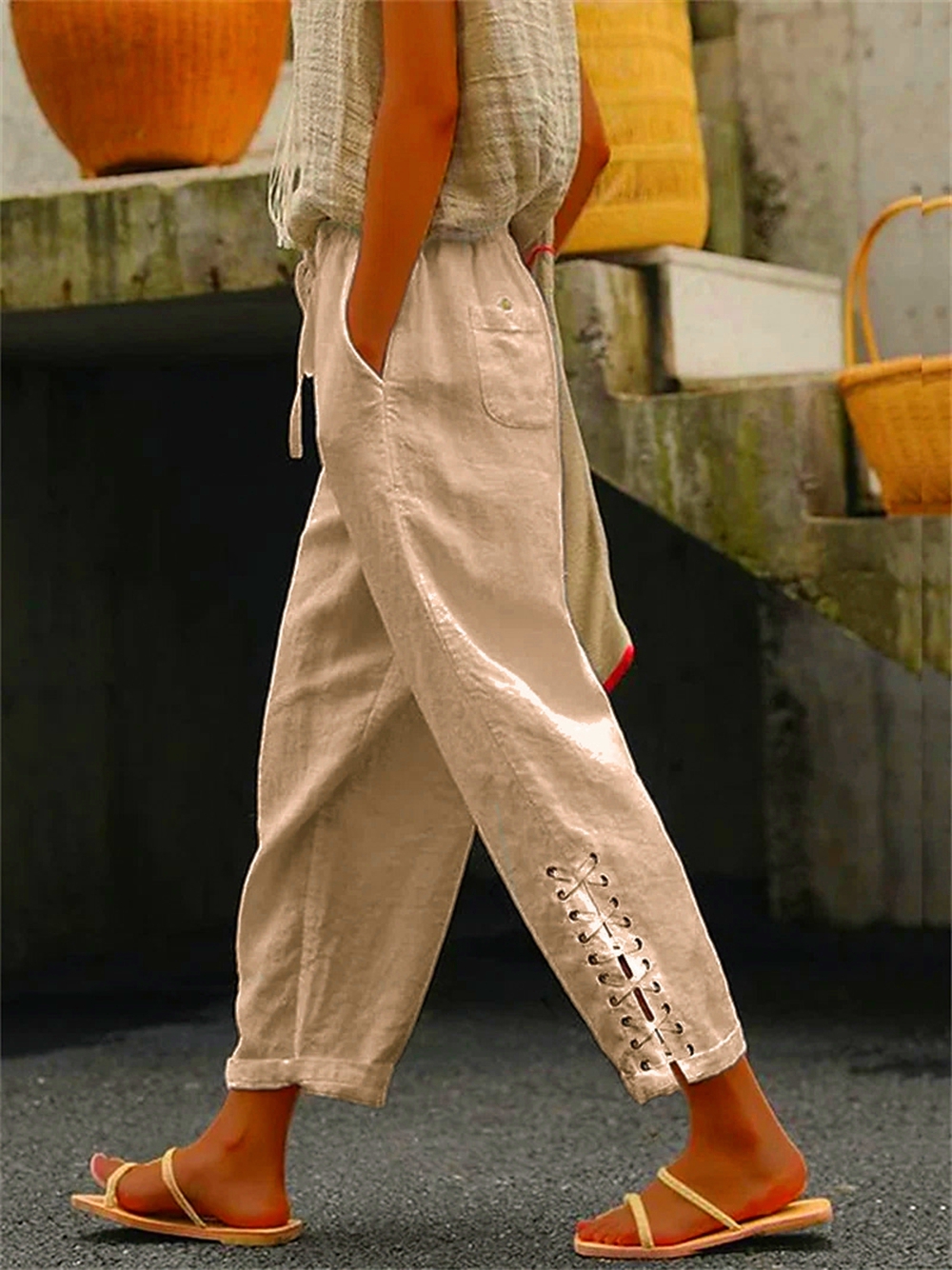Women'S Daily Casual Solid Color Full Length Patchwork Casual Pants display picture 3