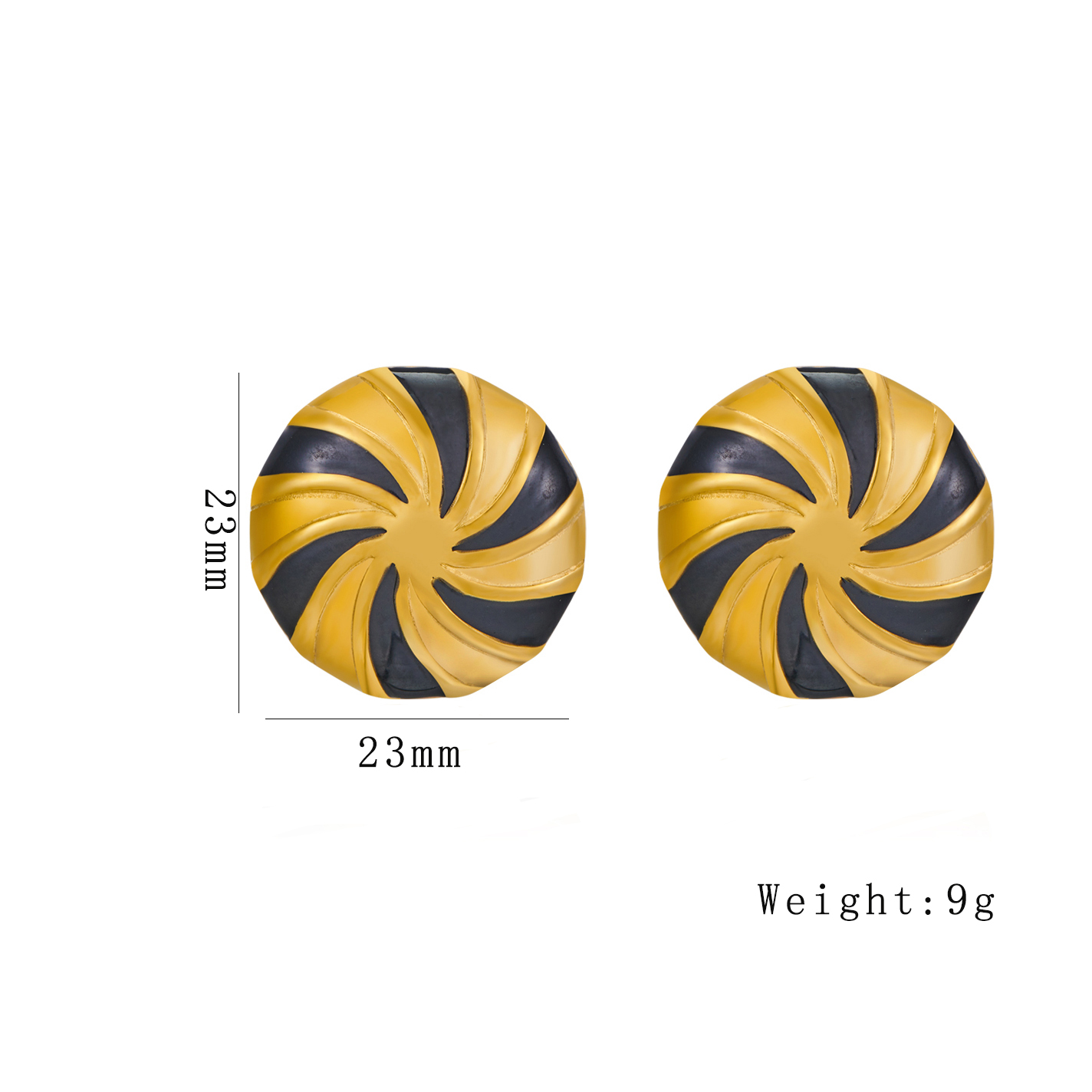 1 Pair Casual Simple Style Round Spiral Stripe Enamel Plating 304 Stainless Steel 18K Gold Plated Ear Studs display picture 1
